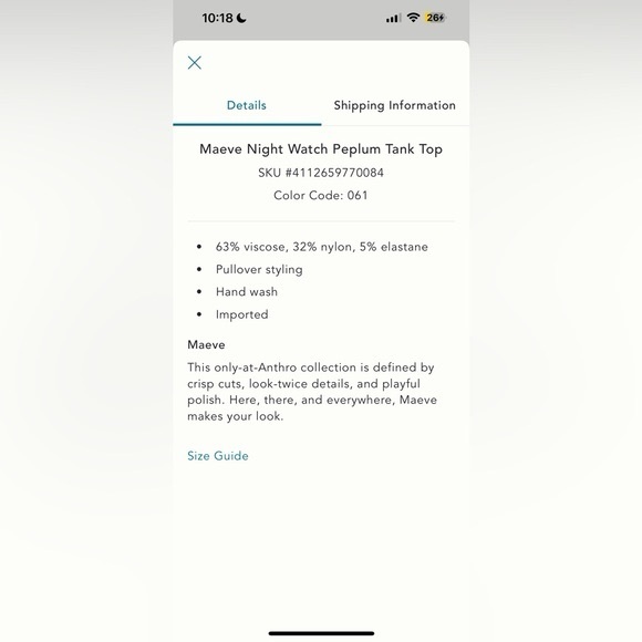 Anthropolgie Maeve Night Watch Peplum Top NWT - Picture 7 of 7